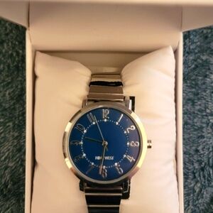 Unisex Nine West Watch with stainless steel strap and blue dial